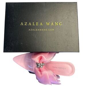 Azalea Wang Women's Pink Open Toe Heels Size 8.5 Party Rhinestone Bow